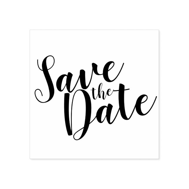 Moderne SkriptWedding Save the Date Gummistempel (Prägung)
