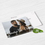 Moderne Skriptzeitverschiebung Postkarte<br><div class="desc">Moderne Skriptaufstellung für Hochzeiten oder Datumswechsel Postkarte mit Foto und trendigem Schriftsatz. Es gibt einen optionalen Filter, der das Set des weißen Textes am unteren Rand erleichtert; er kann ein- oder ausgeschaltet werden, indem man auf "Weiter" klickt und die Ebene löscht. Wenn Sie Hilfe oder passende Artikel benötigen, kontaktieren Sie...</div>
