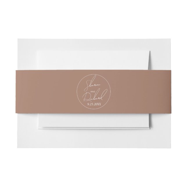 Moderne skritische Kalligraphie mocha minimalistis Einladungsbanderole (Vorderseite Beispiel)