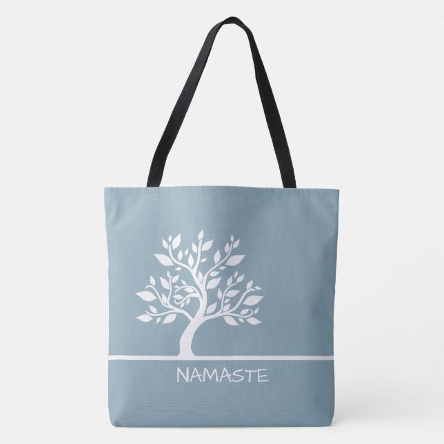 Moderne Sky Blue Elegante Klassische Tree YOGA Tra Tasche (Vorderseite)