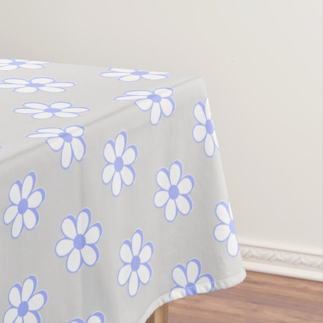 Moderne Sky Blue und White Blume auf Light Grau Tischdecke (Beispiel)