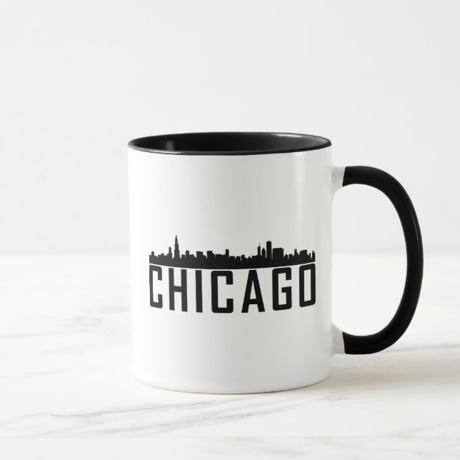 Moderne Skyline-Silhouette in Chicago City Tasse (Rechts)