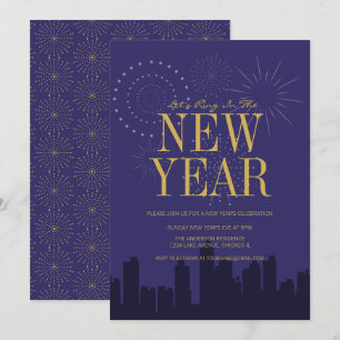 Moderne Skyline Silvester Party Card Einladung