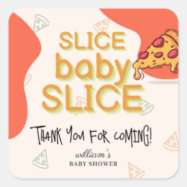 Moderne Slice Baby Slice Pizza Baby Dusche Quadratischer Aufkleber