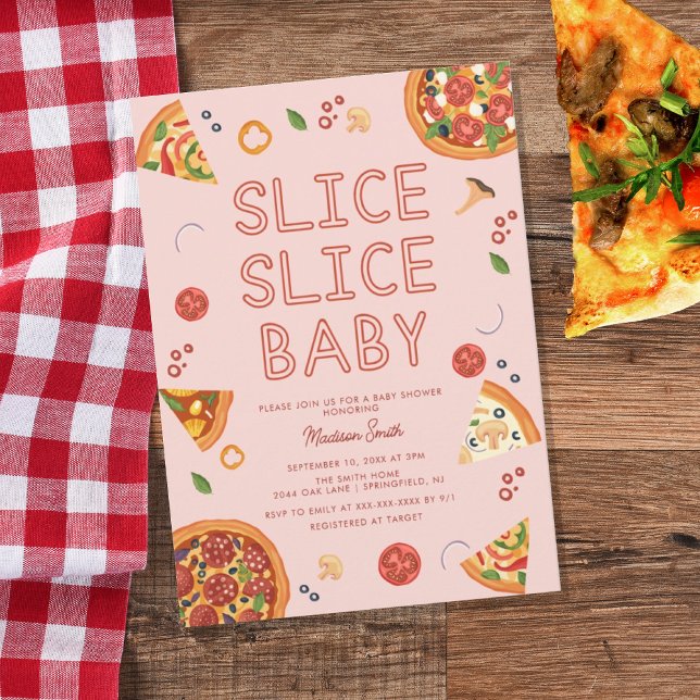 Moderne Slice Slice Baby Pizza Baby Dusche Einladung (Von Creator hochgeladen)