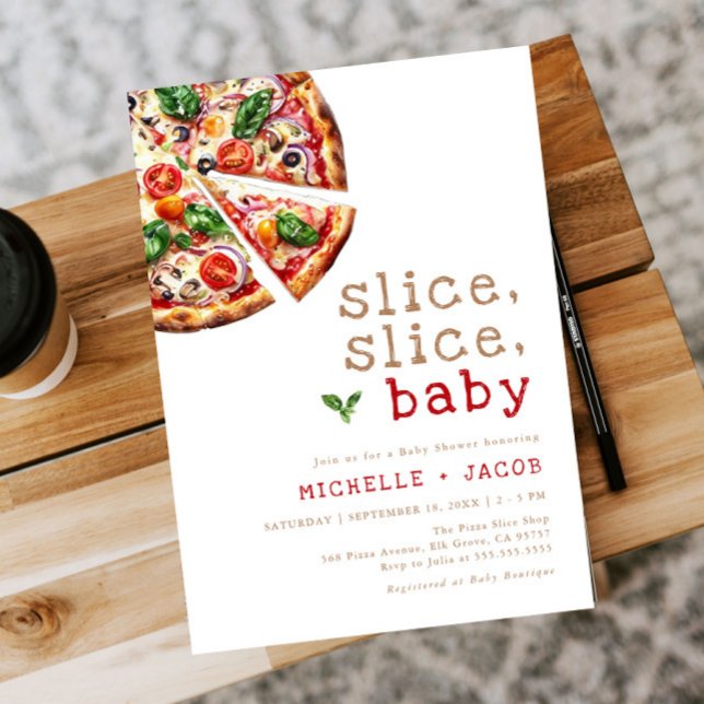 Moderne Slice Slice Baby Pizza Baby Dusche Einladung (Von Creator hochgeladen)