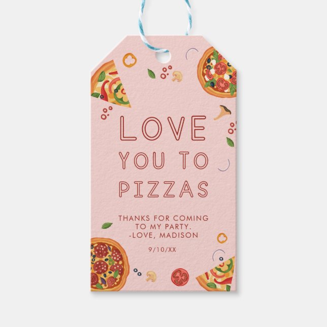 Moderne Slice Slice Baby Pizza Baby Dusche Gefalle Geschenkanhänger (Vorderseite)
