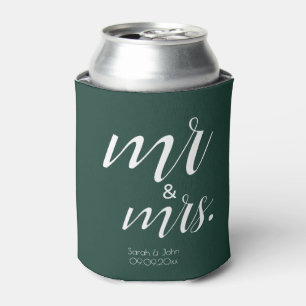 Moderne Smaragdgrün Fette Mr & Mrs Hochzeit Dosenkühler