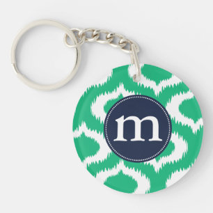 Moderne Smaragdgrün Ikat Diamanten personalisiert Schlüsselanhänger