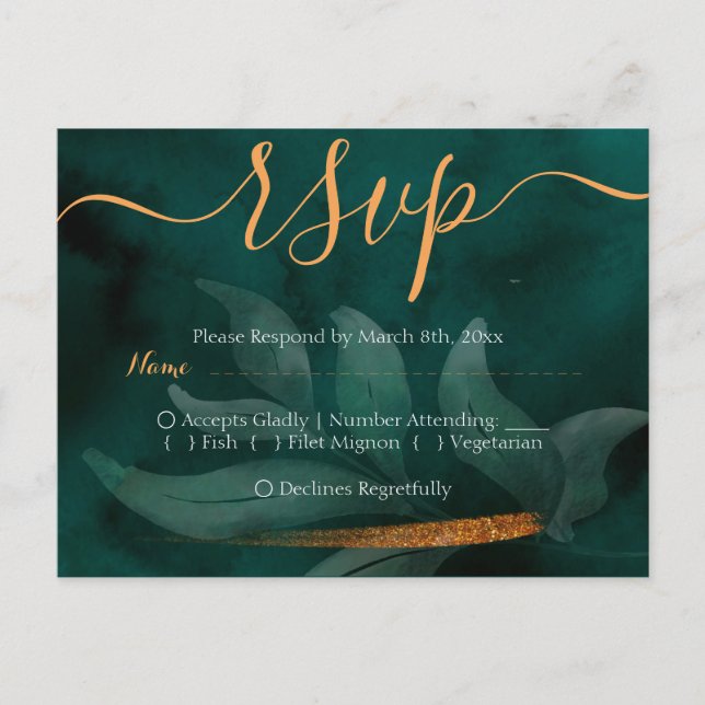 moderne Smaragdgrün und Blätter UAWG Postkarte (Vorderseite)