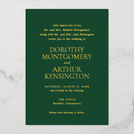 Moderne Smaragdgrüne Hochzeit Folieneinladung