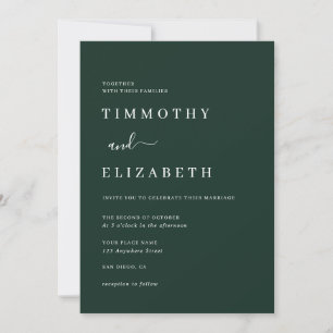 Moderne Smaragdgrüne Hochzeitseinladung Einladung