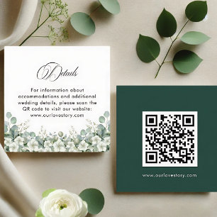 Moderne Smaragdgrüne QR Code Hochzeitsdetails Begleitkarte