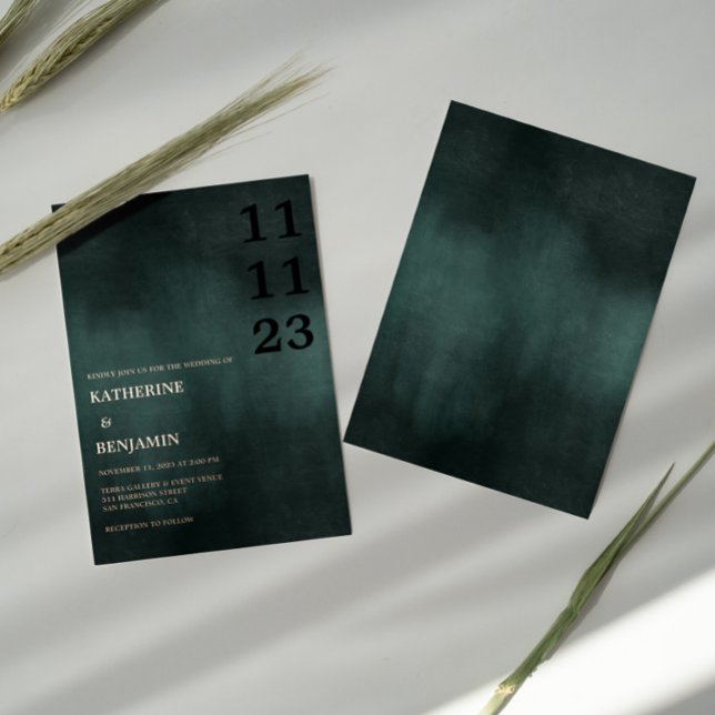 Moderne Smaragdgrüne Schwarze Hochzeit Folieneinladung (Von Creator hochgeladen)