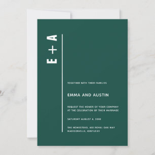 Moderne Smarald Green Bold Initials Wedding Einladung