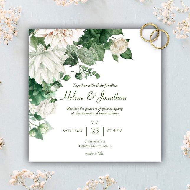 Moderne Smarald Green Floral Wedding Einladung (Modern Emerald Green Floral Wedding Invitation)