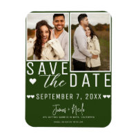 Moderne Smarald Green Save the Date 2 Foto Hochzei