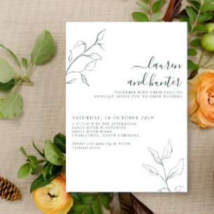 Moderne Smarald Green Script Botanical Wedding Einladung