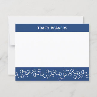 Moderne Snaffle Bit Horse Note Card - Navy Dankeskarte