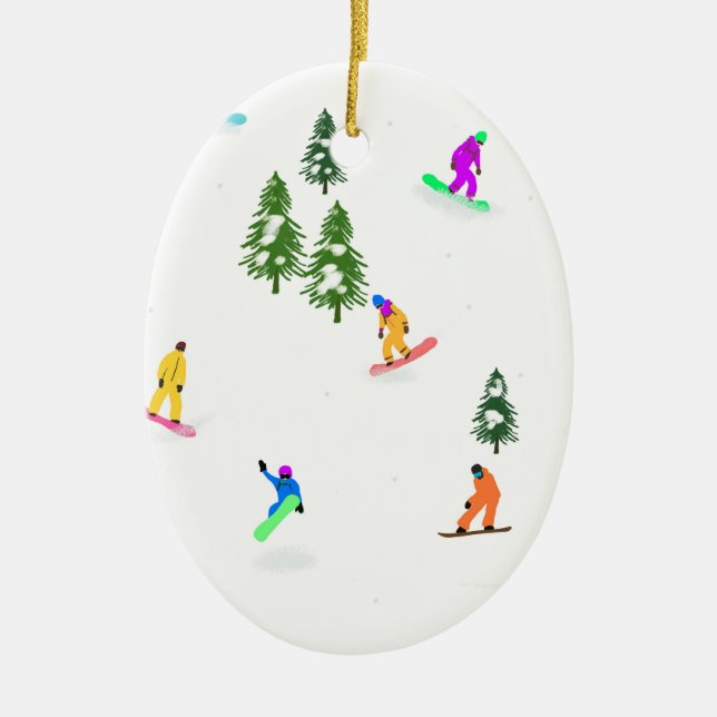 Moderne Snowboarder Snowboarden Illustration Keramik Ornament (Vorne)