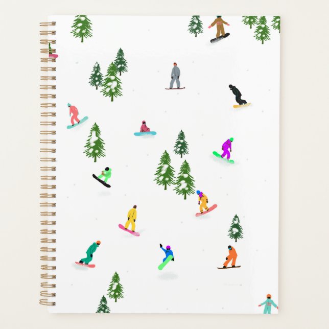 Moderne Snowboarder Snowboarden Illustration Planer (Vorderseite)
