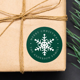 Moderne Snowflake Green Holiday Sticker