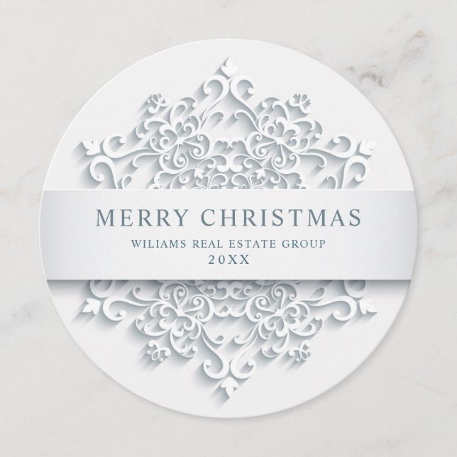 Moderne Snowflake Weihnachten Firmengrüße (Vorderseite)