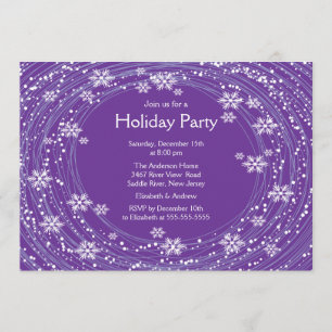 Moderne Snowflakes - Feiertage lila Einladung