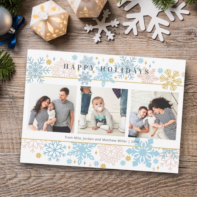 Moderne Snowflakes Happy Holidays Card Feiertagskarte (Von Creator hochgeladen)