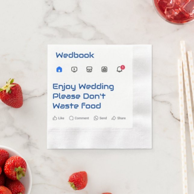 Moderne Social Media Custom Message Wedding Napkin Serviette (Von Creator hochgeladen)