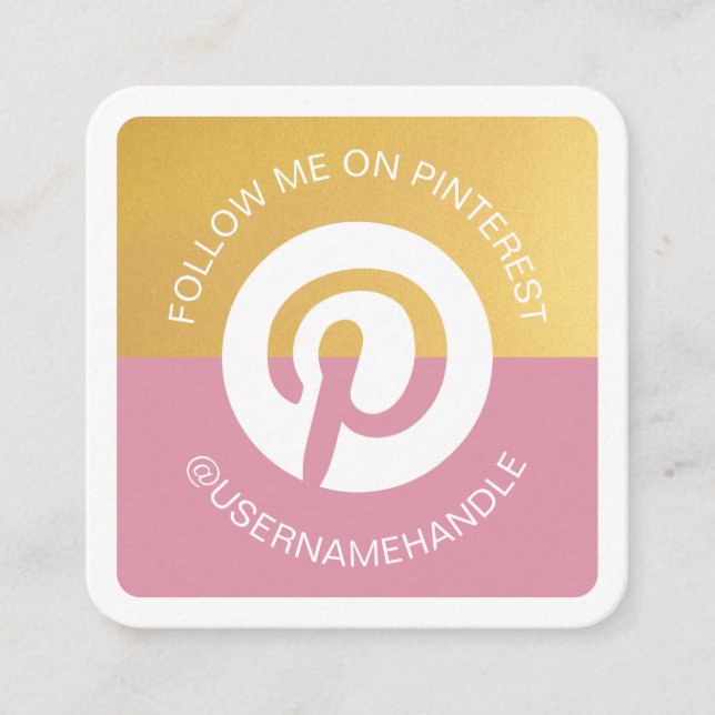 Moderne Social Media Pinterest Folgen Sie mir Foto Quadratische Visitenkarte (Vorderseite)