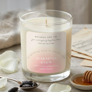 Moderne Soft Blush Rosa Beige Ombre Kerzenetikett Quadratischer Aufkleber