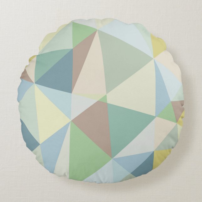 Moderne Soft Colors Geometric Muster Rundes Kissen (Vorderseite)