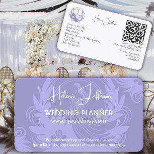 Moderne Soft-Lavendel-Motiv-Logo-Hochzeitsplanerin Visitenkarte