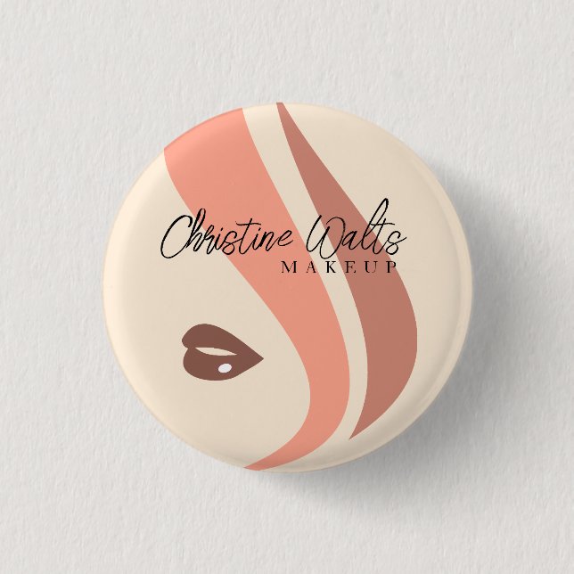 Moderne Soft Peach und Earthy Makeup Artist Simple Button (Vorderseite)