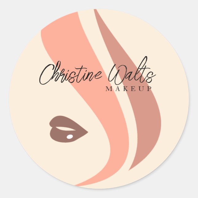 Moderne Soft Peach und Earthy Makeup Artist Simple Runder Aufkleber (Vorderseite)