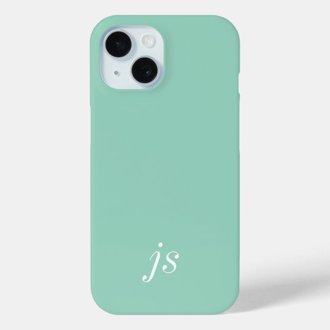 Moderne Soft Sage Mint Weiße Monogramm Name Case-Mate iPhone Hülle (Rückseite)