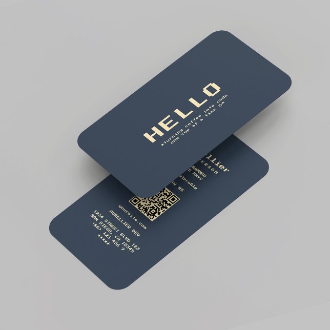 Moderne Software Developer Coder Dark Blue Gold Visitenkarte (Modern Software Developer Coder Dark Blue Gold Business Card
)
