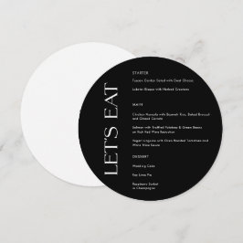 Moderne Solid Black Typografy Lasst uns Hochzeit e Menükarte
