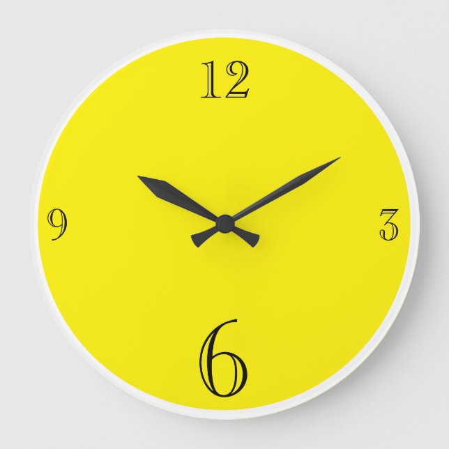 Moderne Solid-Gelb Farbe Basic minimalistisch Große Wanduhr (Vorderseite)