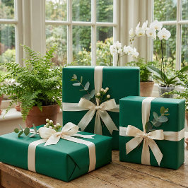 Moderne Solid Green Minimalistisch & vielseitig Geschenkpapier Set