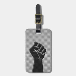 Moderne Solidaritätsfaust im Carbon Fibre-Stil Gepäckanhänger