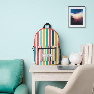 Moderne Sommer Bunte Vertikale Streifen Benutzerde Bedruckter Rucksack
