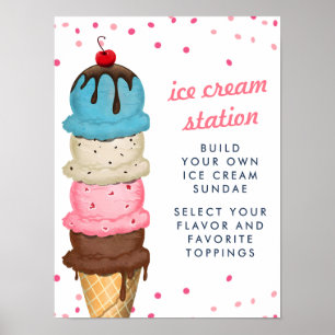 Moderne Sommer-Eiscreme-Station Brautparty Poster