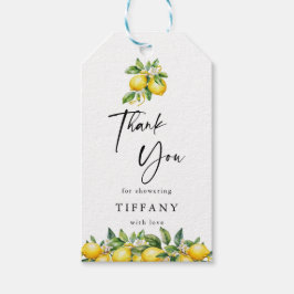Moderne Sommer Lemon Citrus Bridal Dusche Geschenkanhänger