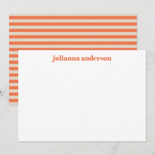 Moderne Sommer Orange Gestreifte Personalisierte N Mitteilungskarte