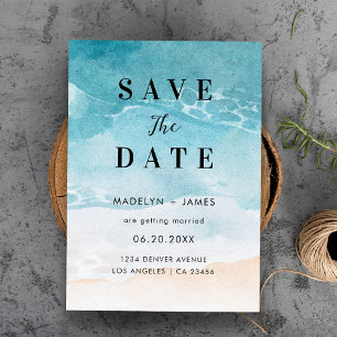 Moderne Sommer-Ozean-Strand-Hochzeit Save The Date