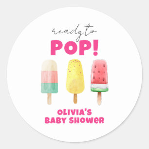 Moderne Sommer Popcice Ice Cream Baby Dusche Runder Aufkleber
