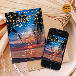 Moderne Sommer-Sonnenuntergang Tropical Beach Hoch Einladung