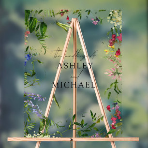 Moderne Sommer-Wildblume Kalligrafie Hochzeit Acrylschild